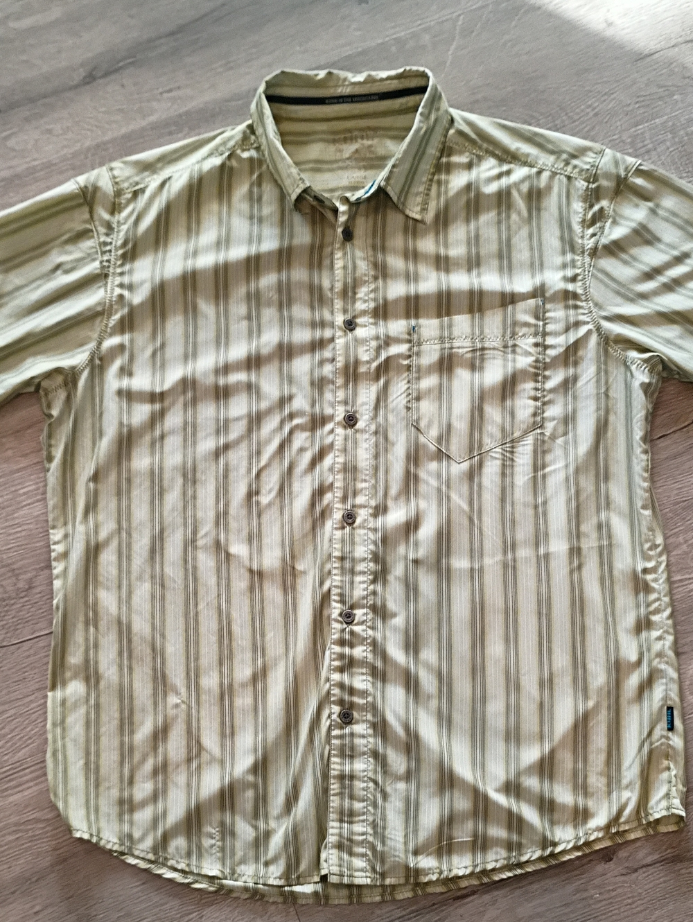 Kuhl-Eluxur Striped Button-Up Shirt - Olive Green Stripes-Sz L